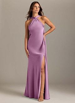 Azazie Kinsley Brautjungfernkleider Meerjungfrau-Linie Seitliche Cut-Outs Stretch-Satin Kleid Blauregen image1