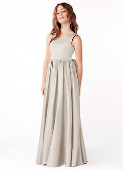 Azazie Hathaway Junior Vestido de Escarcha de Satin Mate de Corte En A con Lazo image4