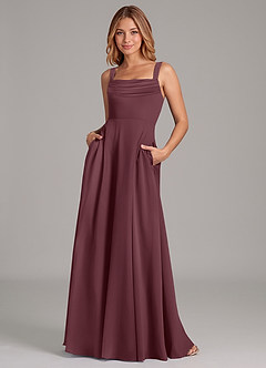 Azazie Shaude Bridesmaid Dresses Sangria A-Line Pleated Chiffon Dress image1