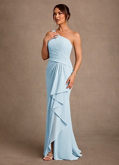 Azazie Floy Mother of the Bride Dresses Sky Blue Sheath One Shoulder Chiffon Dress image2