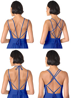 Azazie Farren Bridesmaid Dresses Royal Blue A-Line Pleated Chiffon Convertible Dress image9