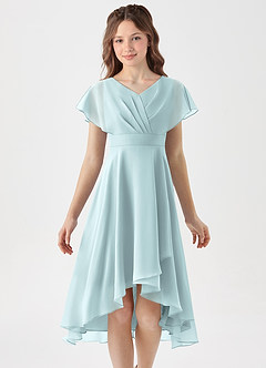 Azazie Graciela Junior Mist A-Line Pleated Chiffon Dress image3