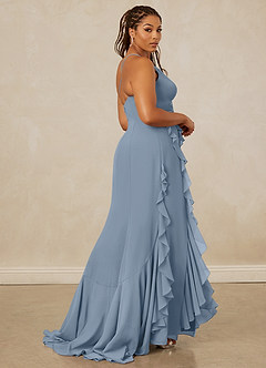 Christian Siriano Bridal for Azazie 1006 Robes de demoiselle d'honneur Robe Sirène en Mousseline de soie Rayé Bleu Poussiéreux image9