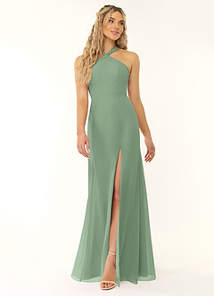 Azazie Rue Bridesmaid Dresses Matcha A-Line Halter Chiffon Dress image1