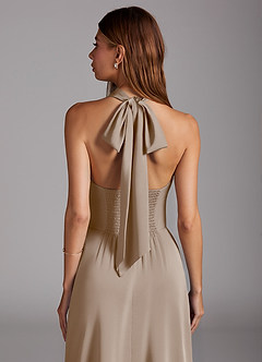 Azazie Myra Brautjungfernkleider A-Linie Seitliche Cut-Outs Stretch-Satin Kleid Taupe image2