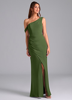 Azazie Madelyn Suknie dla druhen Syrena Jedno ramię Szyfon Do ziemi Sukienka image1