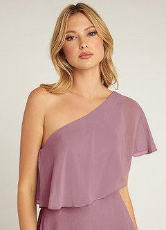 Azazie Lizzy Bridesmaid Dresses Vintage Mauve A-Line One Shoulder Chiffon Dress image7