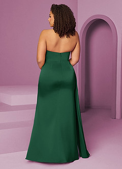 Barbie ♥ Azazie Robes de demoiselle d'honneur Robe Sirène en Satin extensible Plissée Vert Foncé image12
