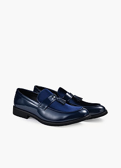 front Heren loafers met kwastjes van leer en fluweel