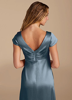 Azazie Allessia Brautjungfernkleider für Schwangere A-Linie Metallischer Satin Bodenlänge Kleid image6