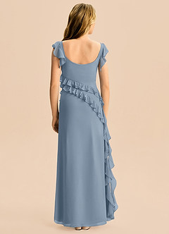 Azazie Aveline Junior A라인 셔링 쉬폰 플로어 길이 주니어 신부 들러리 드레스 image5