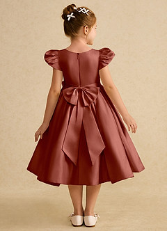 Azazie Pearl Abiti da Ragazza di Fiori Abito Principessa in Raso Opaco Plissettato Auburn image2