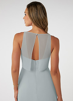 Azazie Aubree Final Sale Dolphin Grey A-Line with Pockets Chiffon Dress image5