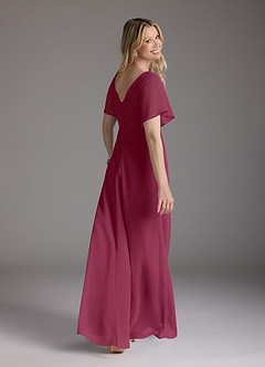 Azazie Alessa Mother of the Bride Dresses Mulberry A-Line V-Neck Pleated Chiffon Dress image5