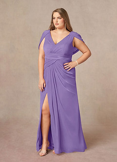 Azazie Luisa Mother of the Bride Dresses Tahiti Mermaid V-Neck Pleated Mesh Dress image9