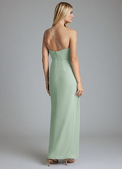 Azazie Sianni Bridesmaid Dresses Agave Sheath One Shoulder Chiffon Dress image2