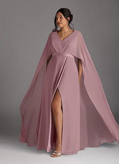 Azazie Isa Mother of the Bride Dresses Dusty Rose A-Line V-Neck Pleated Chiffon Dress image10
