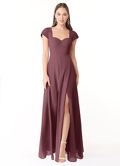 Azazie Hainsly Bridesmaid Dresses Sangria A-Line Sweetheart Neckline Chiffon Dress image1