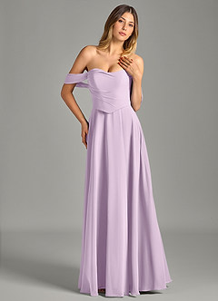 Azazie Chelsey Vestidos de damas de honor Vestido de Lila Esmerilada de Gasa de Corte en A Convertible con Vestidos sin tirantes image4