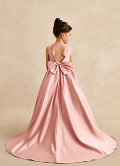Azazie Mimia Flower Girl Dresses Rosette A-Line Bow Matte Satin Dress image2