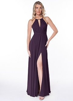 Azazie Evalleen Jurken voor bruidsmeisjes Jurk van Chiffon met A-Lijn Geplooid Pruim image6