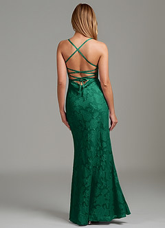Azazie Ola Vestidos de damas de honor Vestido Esmeralda de Devorado Floral de Corte Sirena con Corsé image6