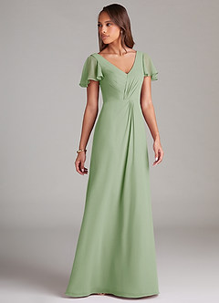 Azazie Soren Bridesmaid Dresses Dusty Sage A-Line Ruched Chiffon Dress image4