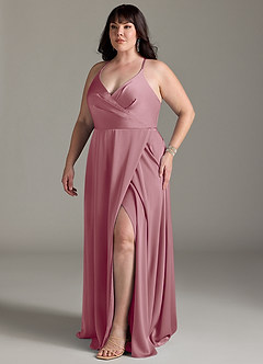 Azazie Davis Bridesmaid Dresses Vintage Mauve A-Line Pleated Stretch Satin Dress image10