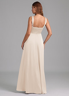 Azazie Rosaline Bridesmaid Dresses White Alabaster A-Line Side Slit Stretch Satin Dress image2