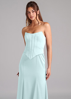 Azazie Ximena Robes de demoiselle d'honneur Robe Sirène Convertible en Satin extensible Corset Verre De Mer image8