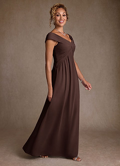 Azazie Myrtle Mother of the Bride Dresses Ganache A-Line Pleated Chiffon Dress image3