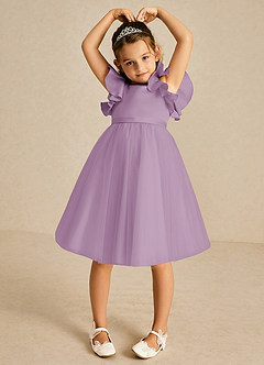 Azazie Kaeya Flower Girl Dresses Wisteria A-Line Bow Tulle Dress image3