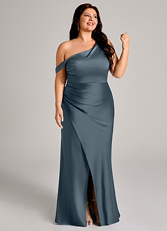Azazie Madelyn Bridesmaid Dresses Twilight Mermaid One Shoulder Stretch Satin Convertible Dress image13