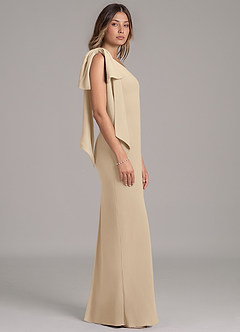 Azazie Capri Robes de demoiselle d'honneur Robe Trapèze en Mousseline de soie Une épaule Champagne image3