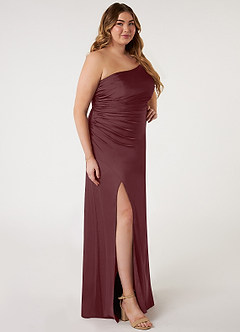 Azazie Eren Bridesmaid Dresses Sangria Mermaid One Shoulder Stretch Satin Dress image8