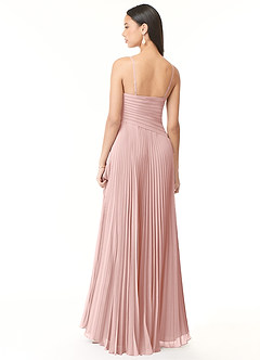 Azazie Vini Jurken voor bruidsmeisjes Jurk van Chiffon met A-Lijn V-hals geplooid Poederroze image2