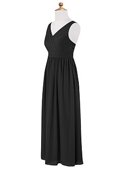 Azazie Kora Vestido de Negro de Gasa/ Chiffon de Acampanado con Plisado image7