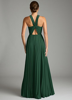 Azazie Afra Abiti da Damigella Abito A-Line in Chiffon Plissettato Verde Scuro image2