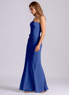 Azazie Debby Bridesmaid Dresses Royal Blue Mermaid Strapless Chiffon Dress image4