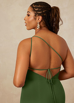 Christian Siriano Bridal for Azazie 1003 Bridesmaid Dresses Olive Sheath One Shoulder Chiffon Dress image16