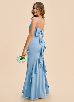 Azazie Lioren Junior Powder Blue Sheath Bow Stretch Satin Dress image3