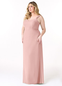 Azazie Denice Bridesmaid Dresses Powder Pink Sheath Pleated Chiffon Dress image11