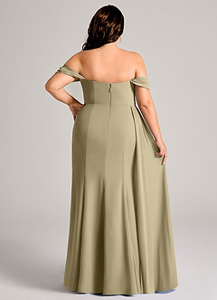 Azazie Amyra Bridesmaid Dresses Moss Green Sheath Off the Shoulder Chiffon Convertible Dress image15