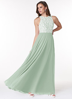 Azazie Kate Final Sale Agave A-Line Lace Chiffon Dress image5