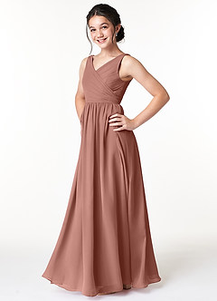 Azazie Sawyer Junior Cedar Rose A-Line Pleated Chiffon Dress image5