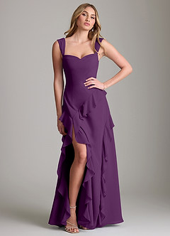 Azazie Sloane Bridesmaid Dresses Grape A-Line Sweetheart Neckline Chiffon Dress image3