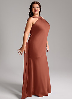 Azazie Kinsley Bridesmaid Dresses Auburn Mermaid Side Slit Stretch Satin Dress image12