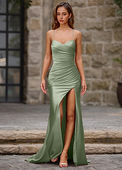 Lustre Mint Green Satin Prom Dress image5
