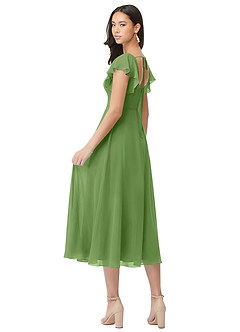 Azazie Bondi Bridesmaid Dresses Basil A-Line Ruched Chiffon Dress image2