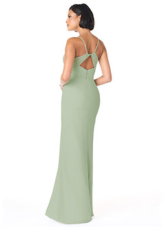 Azazie Blink Final Sale Dusty Sage Sheath V-Neck Chiffon Dress image2